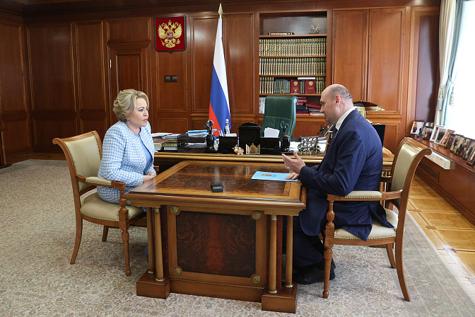 председатель сф валентина матвиенко на встрече с врио руководителя оренбургской области евгением солнцевым
