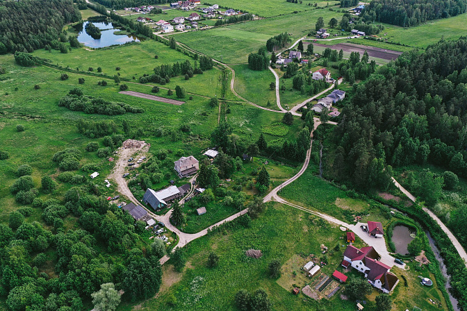 вид сверху на сельскую местность деревня дома поселок
